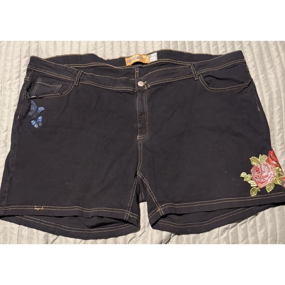 Janina Curved Denim Women's Eur 48 W48" 24/26 Stretch Embroidered Short Casual
